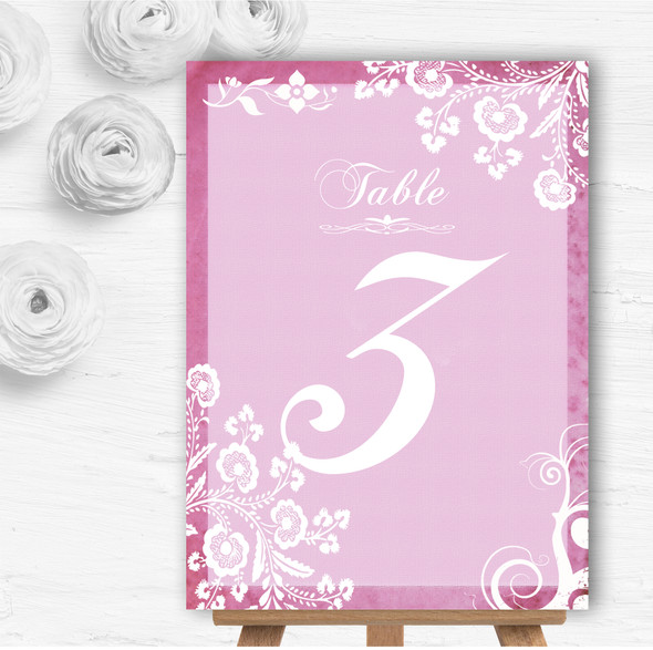 Rustic Pink Lace Personalised Wedding Table Number Name Cards