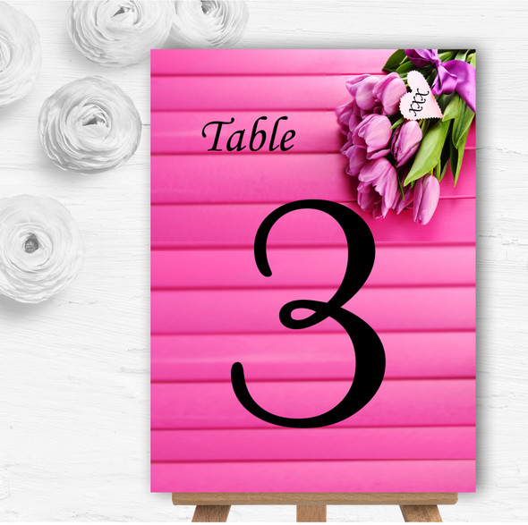 Pink Tulips Personalised Wedding Table Number Name Cards