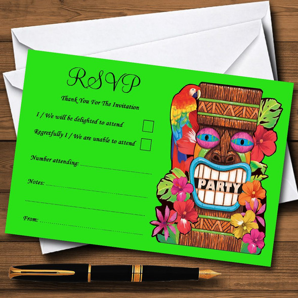 Green Tropical Luau Hawaiian RSVP Cards