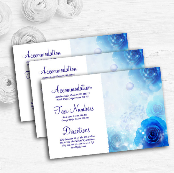 Stunning Blue Flowers Romantic Personalised Wedding Guest Information Cards
