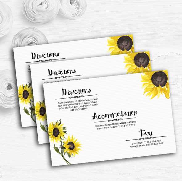 Stunning Watercolour Sunflower Personalised Wedding Guest Information Cards