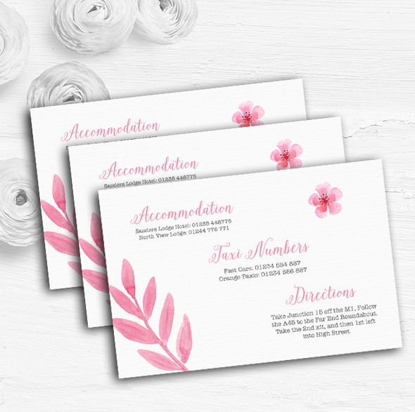 Watercolour Subtle Dusty Pink Personalised Wedding Guest Information Cards