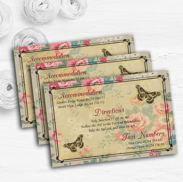 Floral Vintage Paris Shabby Chic Postcard Wedding Guest Information Cards