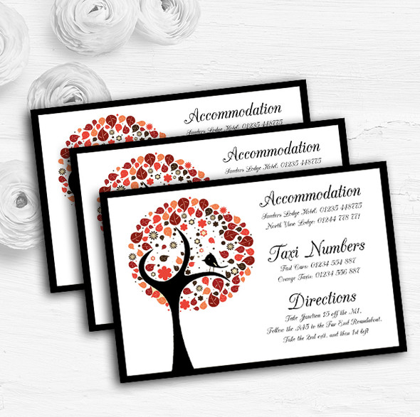 Shabby Chic Bird Tree Brown Vintage Black Wedding Guest Information Cards