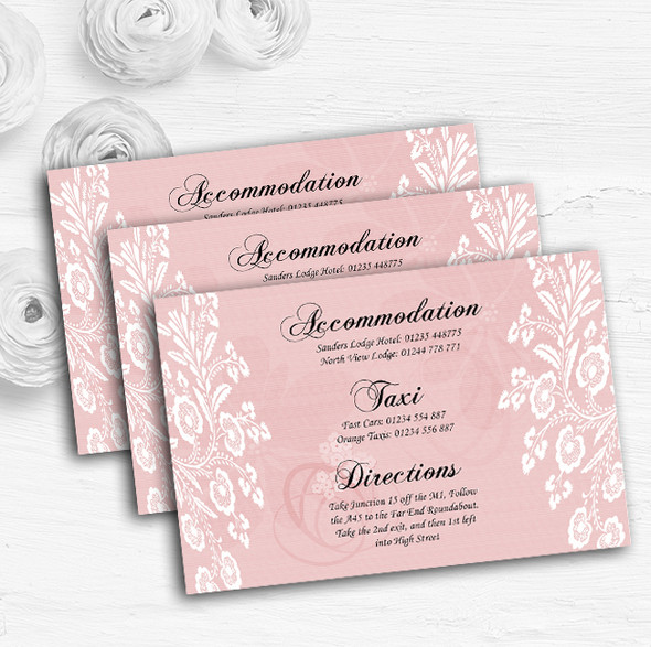 Vintage Lace Coral Pink Chic Personalised Wedding Guest Information Cards