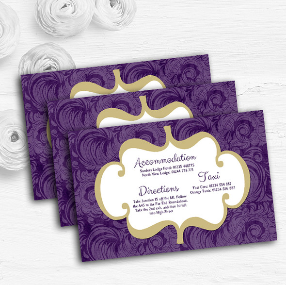 Purples Vintage Classical Personalised Wedding Guest Information Cards