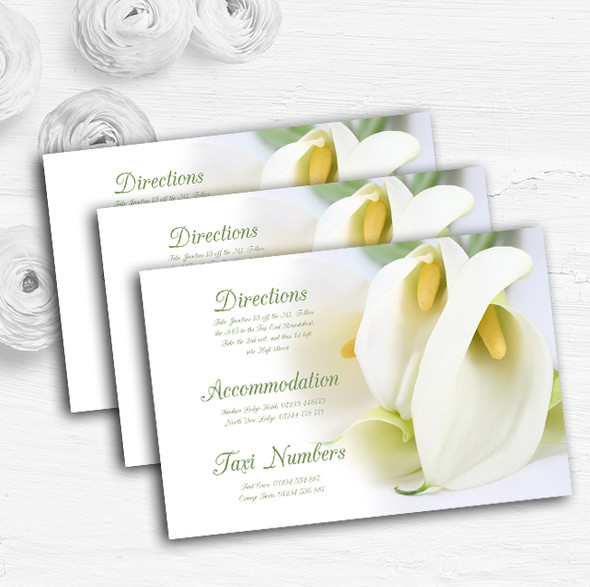 Stunning White Lily Green Personalised Wedding Guest Information Cards