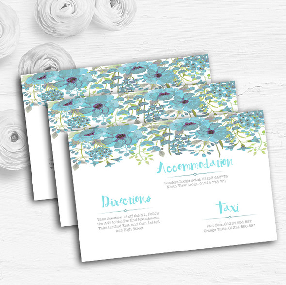 Watercolour Floral Blue Personalised Wedding Guest Information Cards