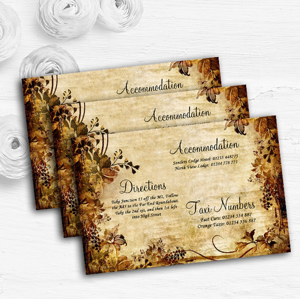Autumn Colours Vintage Personalised Wedding Guest Information Cards