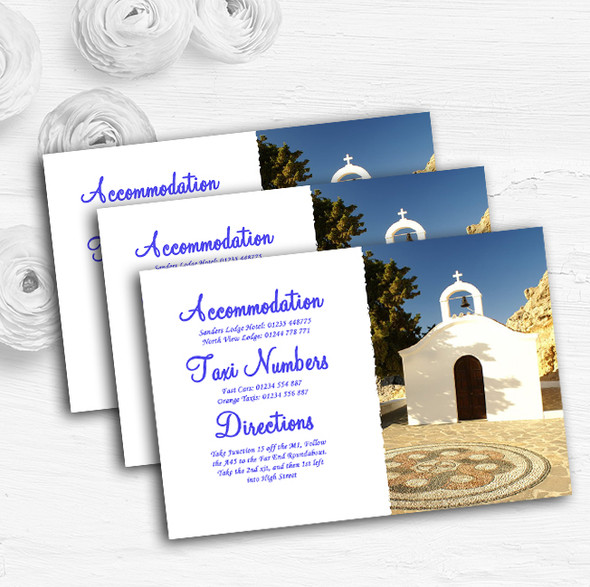 St Pauls Lindos Rhodes Personalised Wedding Guest Information Cards