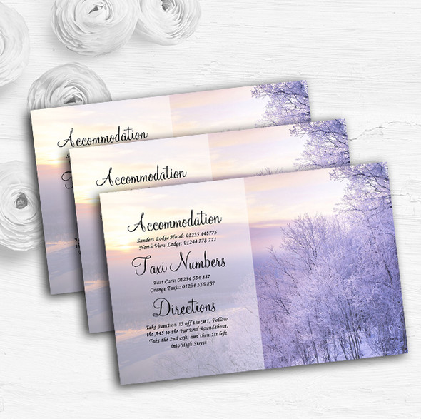 Winter Scene Beautiful Personalised Wedding Guest Information Cards