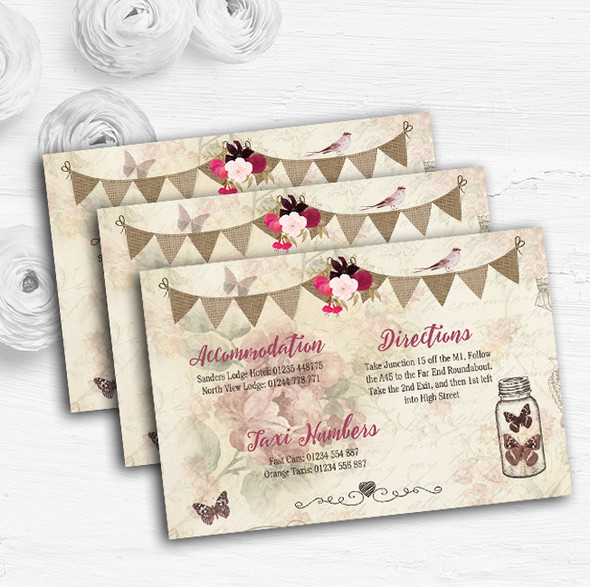Rustic Parisian Style Personalised Wedding Guest Information Cards