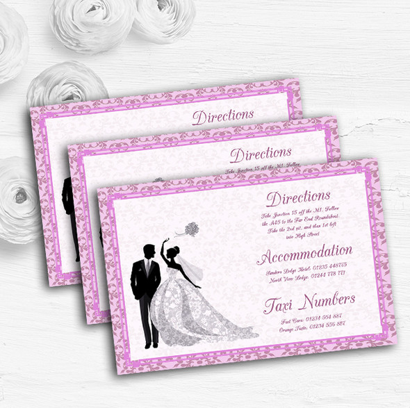 Pink Classic Vintage Personalised Wedding Guest Information Cards