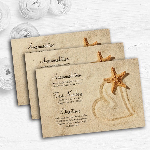 Sandy Beach Romantic Personalised Wedding Guest Information Cards