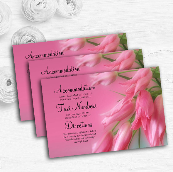 Warm Pink Flowers Personalised Wedding Guest Information Cards