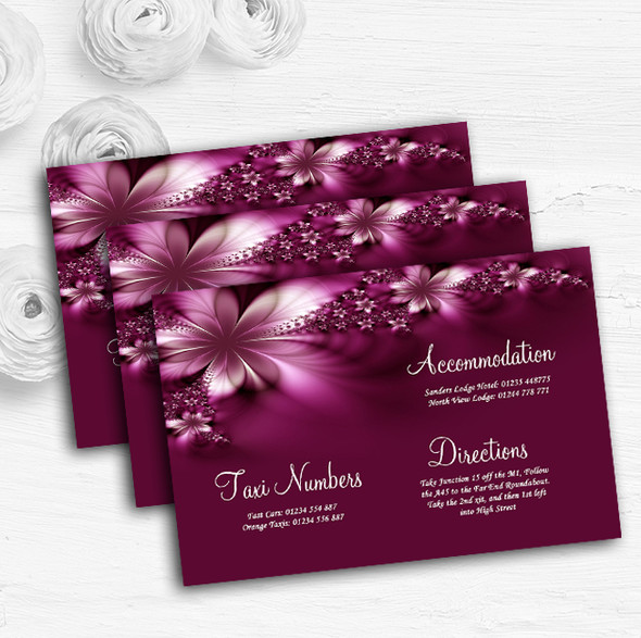 Beautiful Purple Personalised Wedding Guest Information Cards