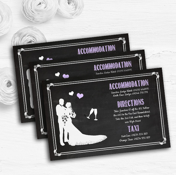 Chalkboard Lilac Personalised Wedding Guest Information Cards