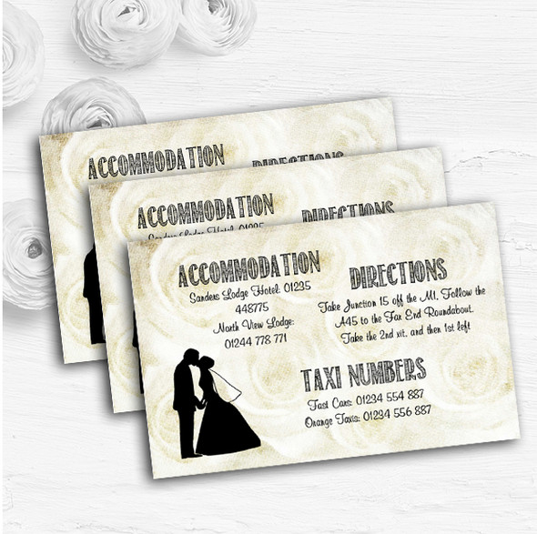 Cream Roses Chic Personalised Wedding Guest Information Cards