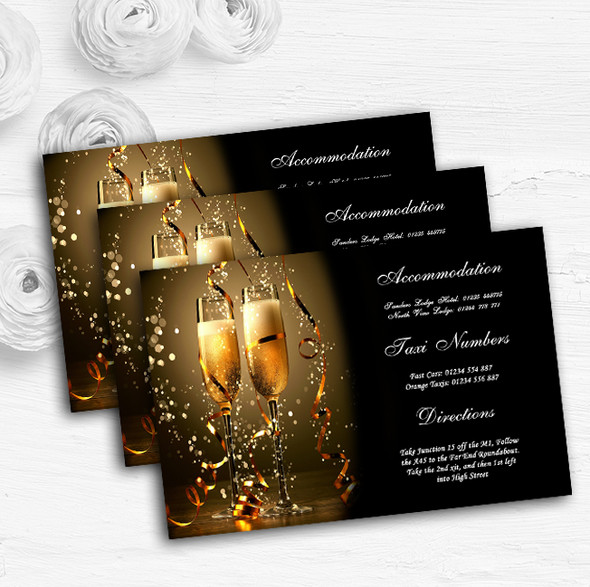 Black Champagne Personalised Wedding Guest Information Cards