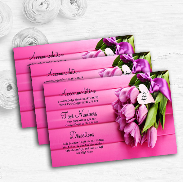 Pink Tulips Personalised Wedding Guest Information Cards