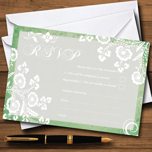 Rustic Green Lace RSVP Cards