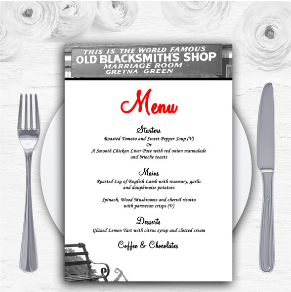 Gretna Green Personalised Wedding Menu Cards