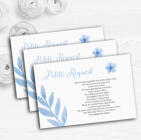 Watercolour Subtle Powder Baby Blue Custom Wedding Gift Request Money Poem Cards