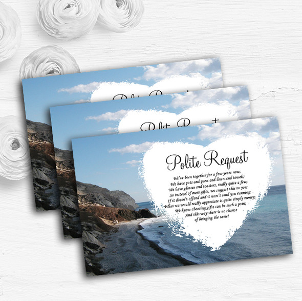 View Of A Cyprus Beach Abroad Personalised Wedding Gift Request Money Poem Cards