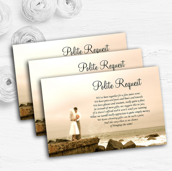 Romantic Couple On The Beach Personalised Wedding Gift Request Money Poem Cards