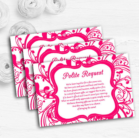 White & Pink Swirl Deco Personalised Wedding Gift Cash Request Money Poem Cards