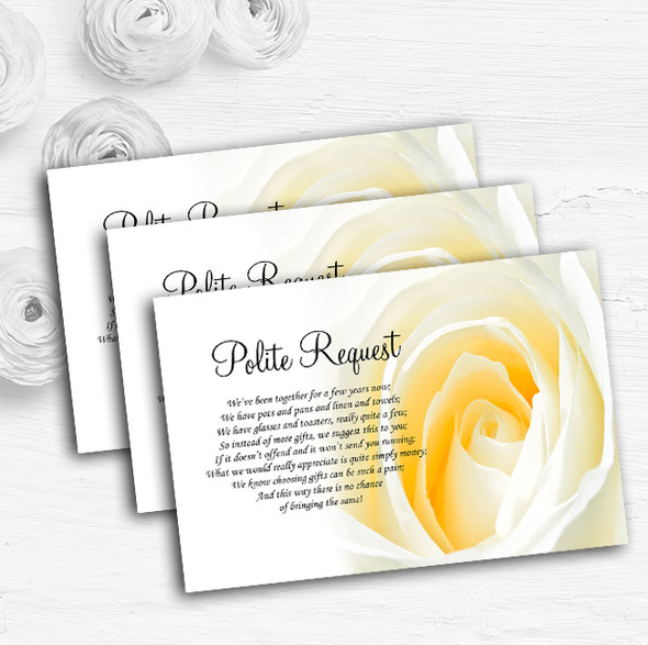 Pale Lemon Yellow Rose Personalised Wedding Gift Cash Request Money Poem Cards