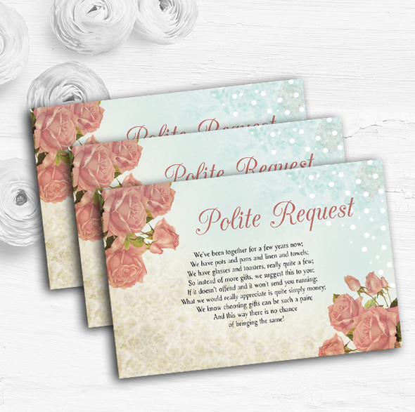 Shabby Chic Vintage Floral Classic Light Custom Wedding Gift Money Poem Cards