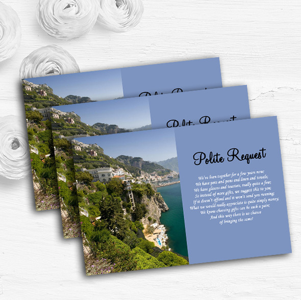 Sorrento Italy Abroad Personalised Wedding Gift Cash Request Money Poem Cards