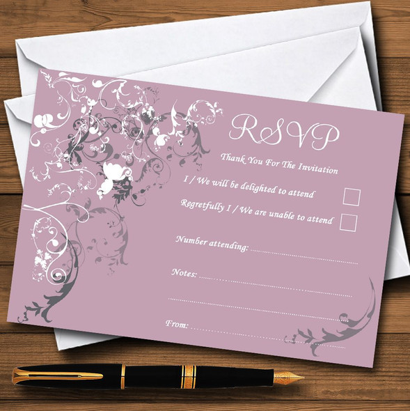 Lilac Vintage Shabby Chic Pattern RSVP Cards