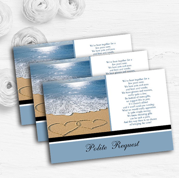 Love Heart Sand Beach Sea Personalised Wedding Gift Request Money Poem Cards