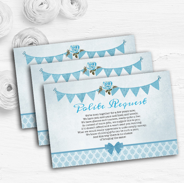 Vintage Rustic Style Bunting Powder Baby Blue Wedding Gift Money Poem Cards