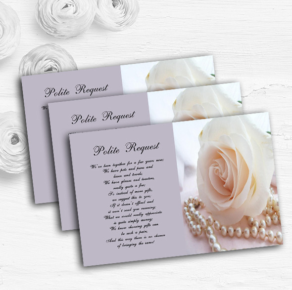 Lilac Rose Pearls Personalised Wedding Gift Cash Request Money Poem Cards
