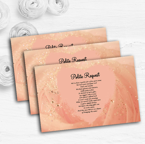 Peach Pink Pretty Personalised Wedding Gift Cash Request Money Poem Cards