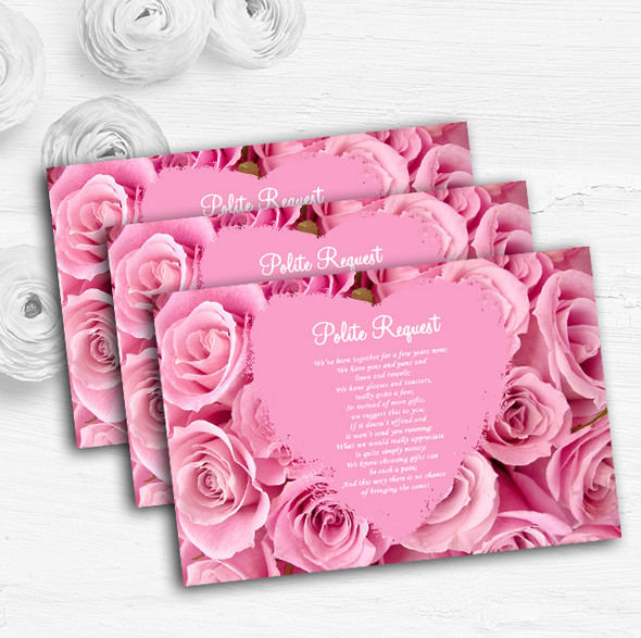 Pretty Pink Roses Personalised Wedding Gift Cash Request Money Poem Cards