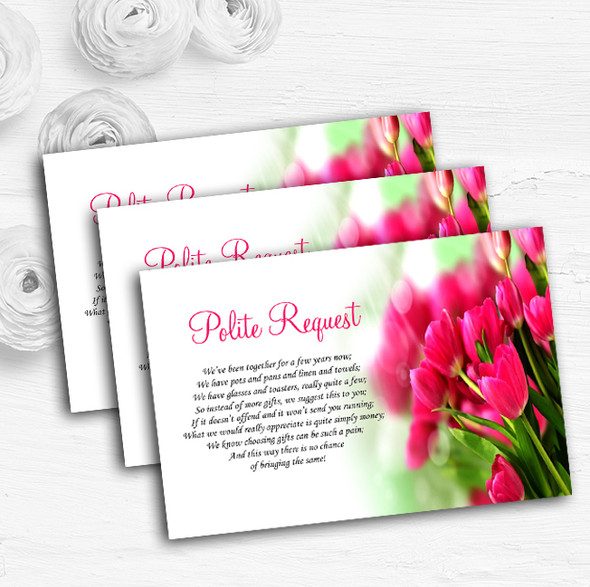 Hot Pink Tulips Personalised Wedding Gift Cash Request Money Poem Cards