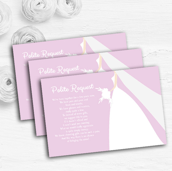 Pink Bride Personalised Wedding Gift Cash Request Money Poem Cards