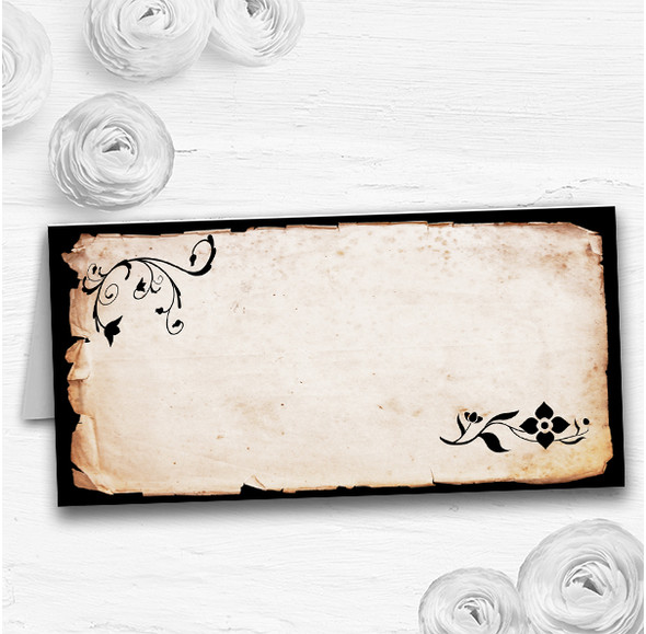 Black White Vintage Rustic Postcard Wedding Table Seating Name Place Cards