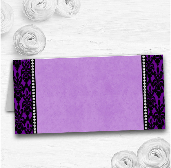 Cadbury Purple Black Damask & Diamond Wedding Table Seating Name Place Cards