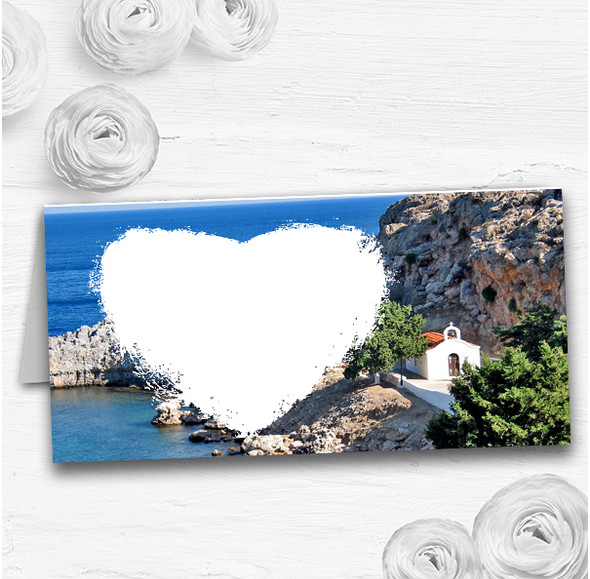 Heart St Pauls Lindos Rhodes Wedding Table Seating Name Place Cards