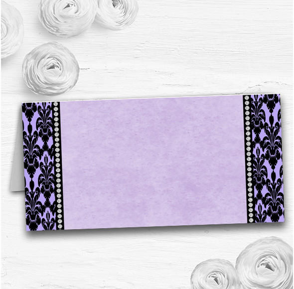 Lilac Purple Black Damask & Diamond Wedding Table Seating Name Place Cards