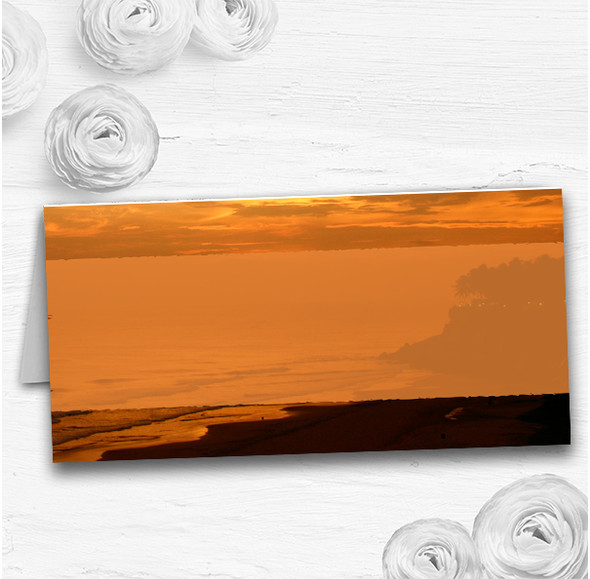 Lovely Beach At Sunset Abroad Wedding Table Seating Name Place Cards