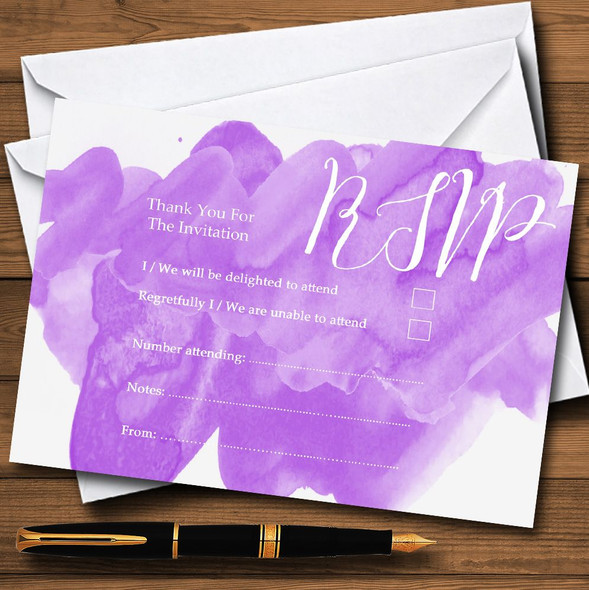 Purple Watercolour RSVP Cards