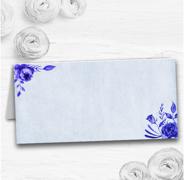 Pale Blue & White Watercolour Floral Wedding Table Seating Name Place Cards