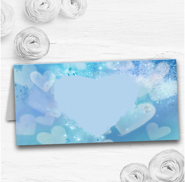 Pale Blue Love Hearts Wedding Table Seating Name Place Cards