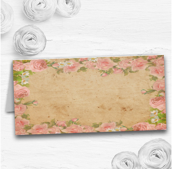 Pink Rose Vintage Shabby Chic Postcard Wedding Table Seating Name Place Cards